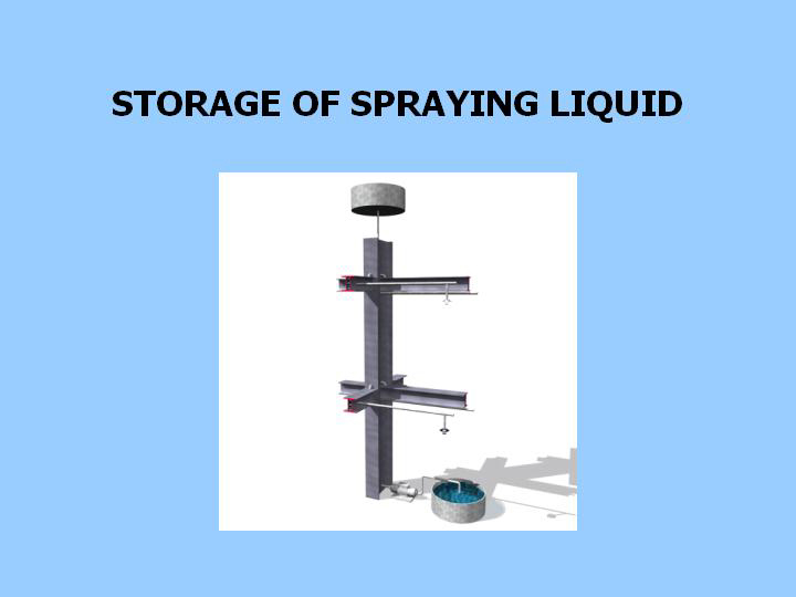 Storage of spray liquid